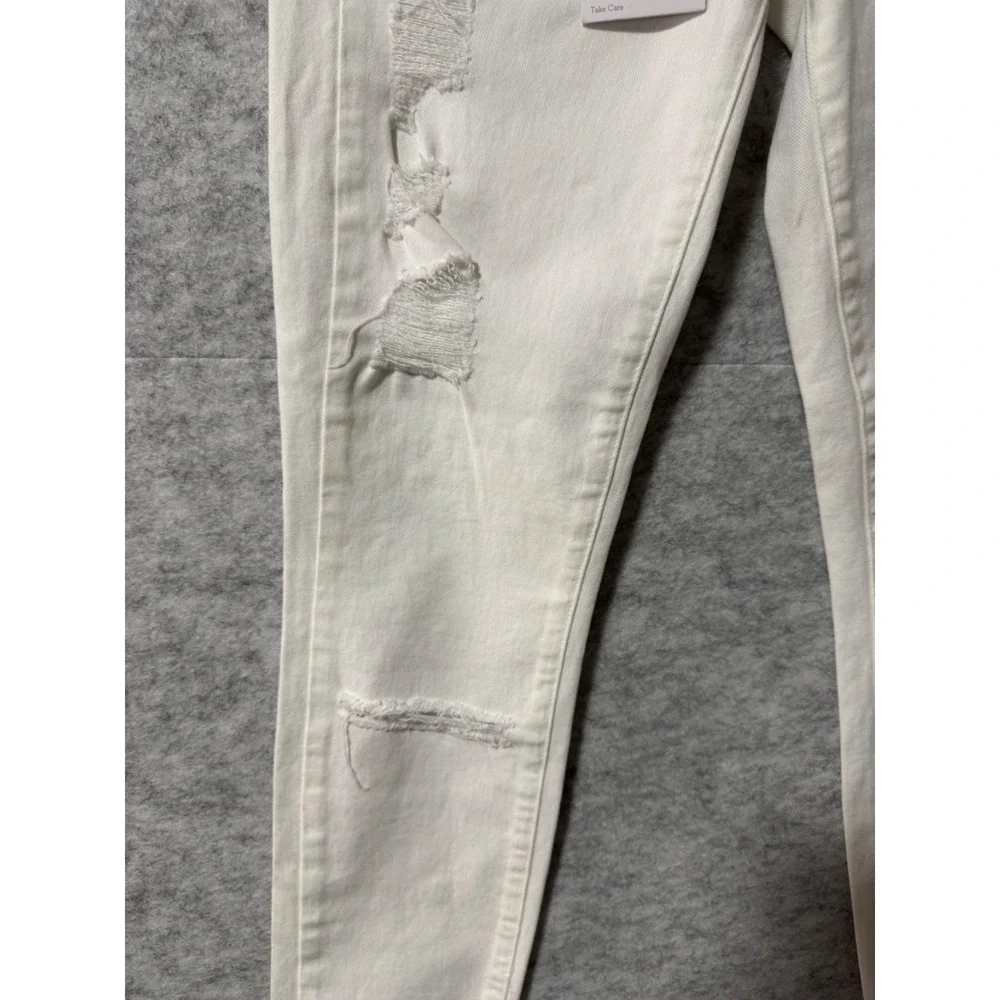 Paige Verdugo Ultra Skinny White Distressed Jeans Women Size 30 Stretch Denim